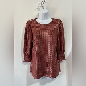 Retrology Women’s Mauve Polka Dot Quarter Sleeve Top‎ Size Small